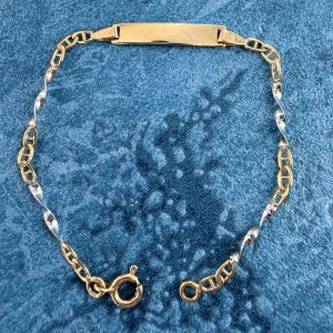 Gourmette Bébé or 750 maille fantaisie 2 ors.