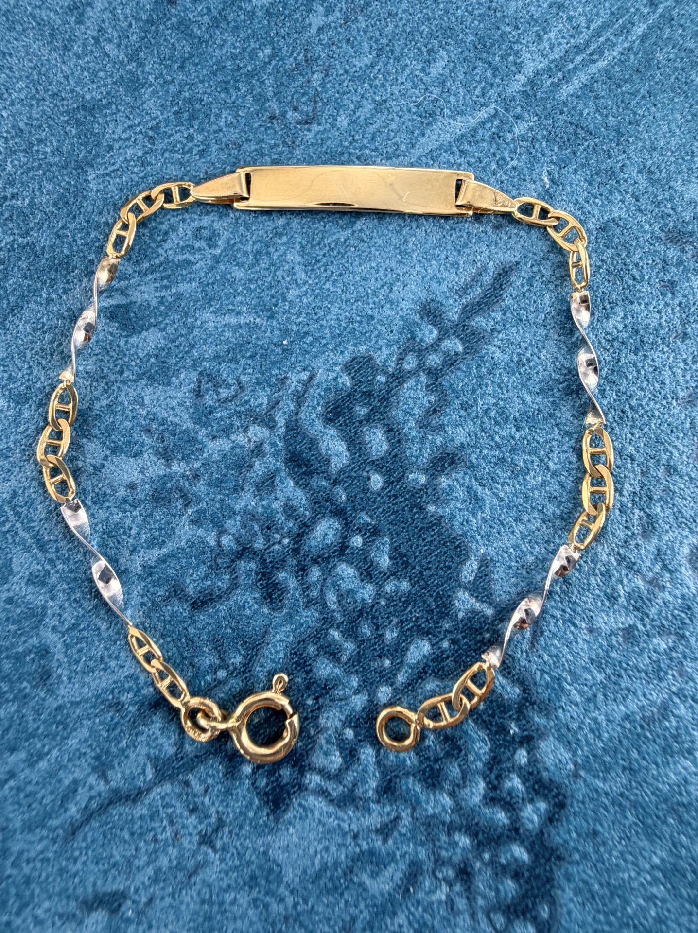 Gourmette Bébé or 750 maille fantaisie 2 ors.