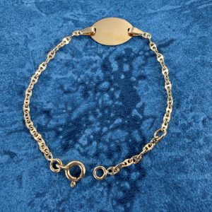 Identité Bébé or 18 carats maille grains de café fantaisie