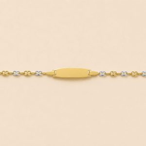 Gourmette bébé or 750 maille grain de café bicolore