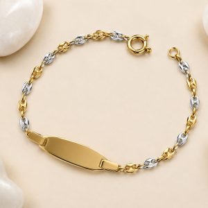 Identité Bébé or 18 carats maille grains de café