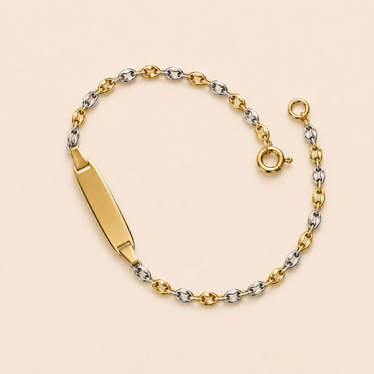 Identité Bébé or 18 carats maille grains de café