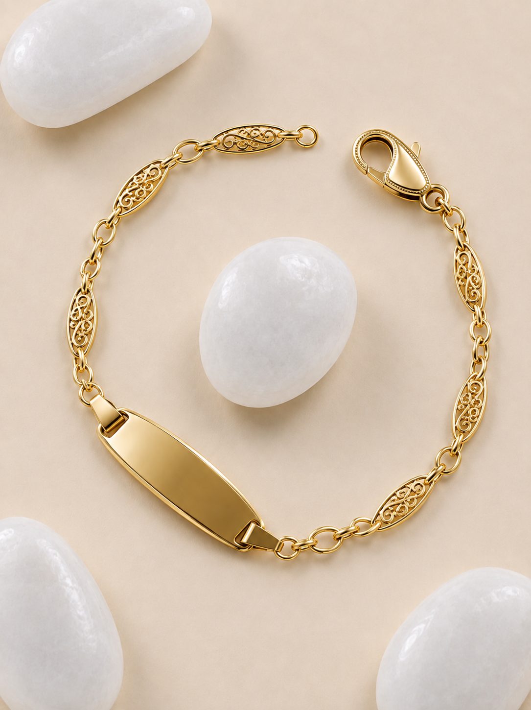 Identité Bébé or 18 carats maille filigrane