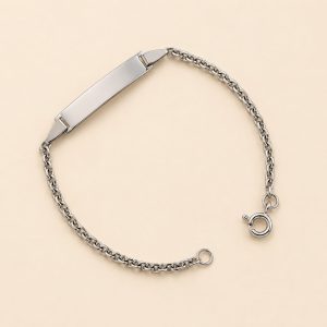 Identité Bébé or blanc 18 carats maille forçat