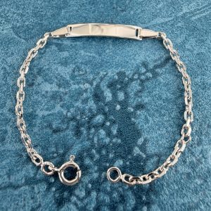 Identité Bébé or blanc 18 carats maille forçat